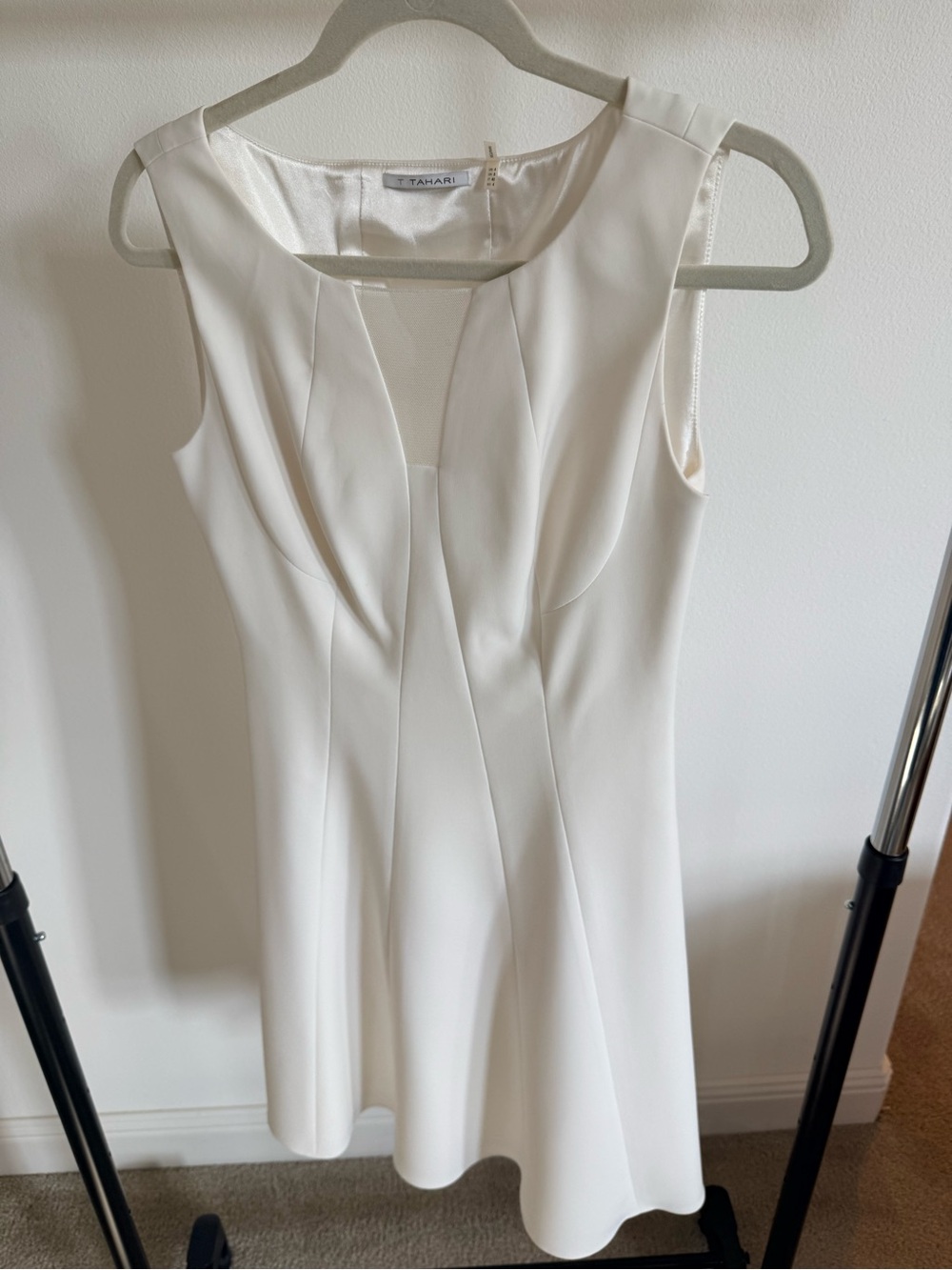 T Tahari Cream Sleeveless Fit-and-Flare Dress